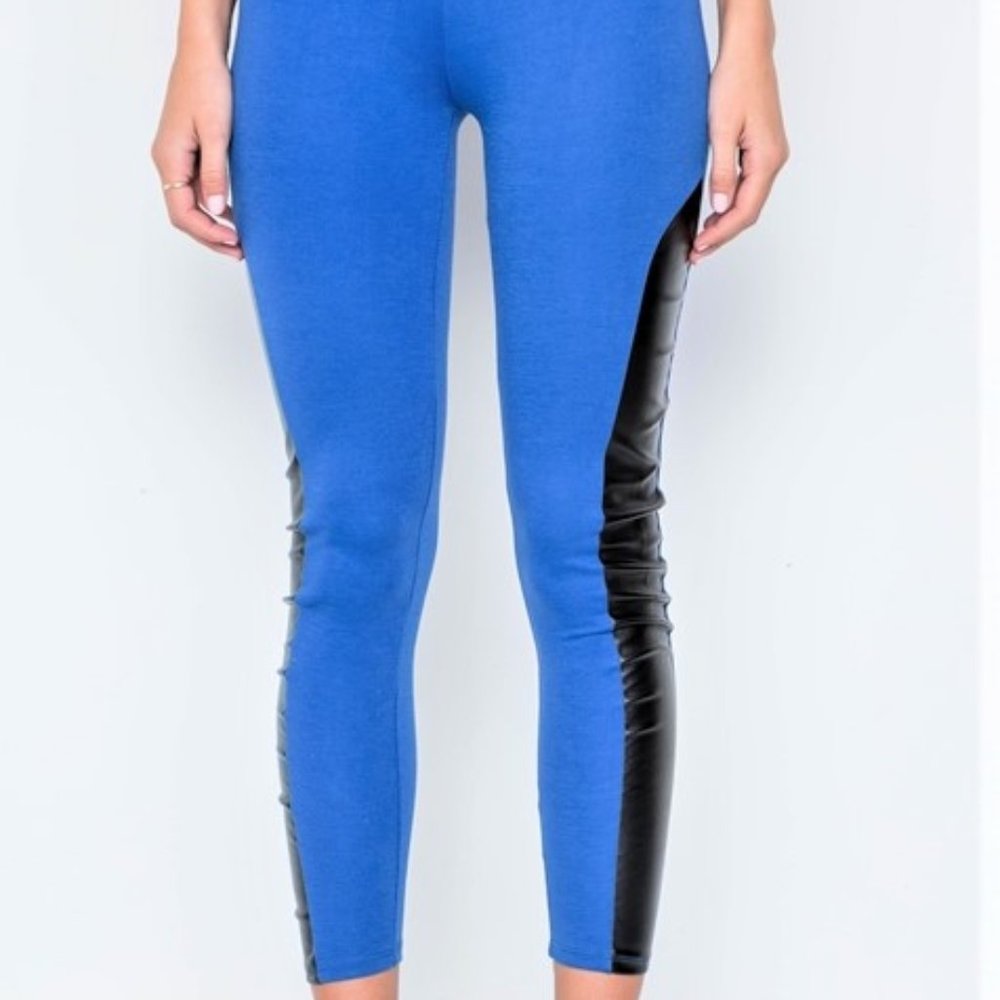 Royal Blue Faux Leather Leggings
